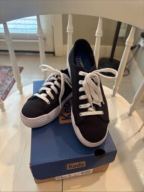 Keds Black Canvas Sneakers with White Laces